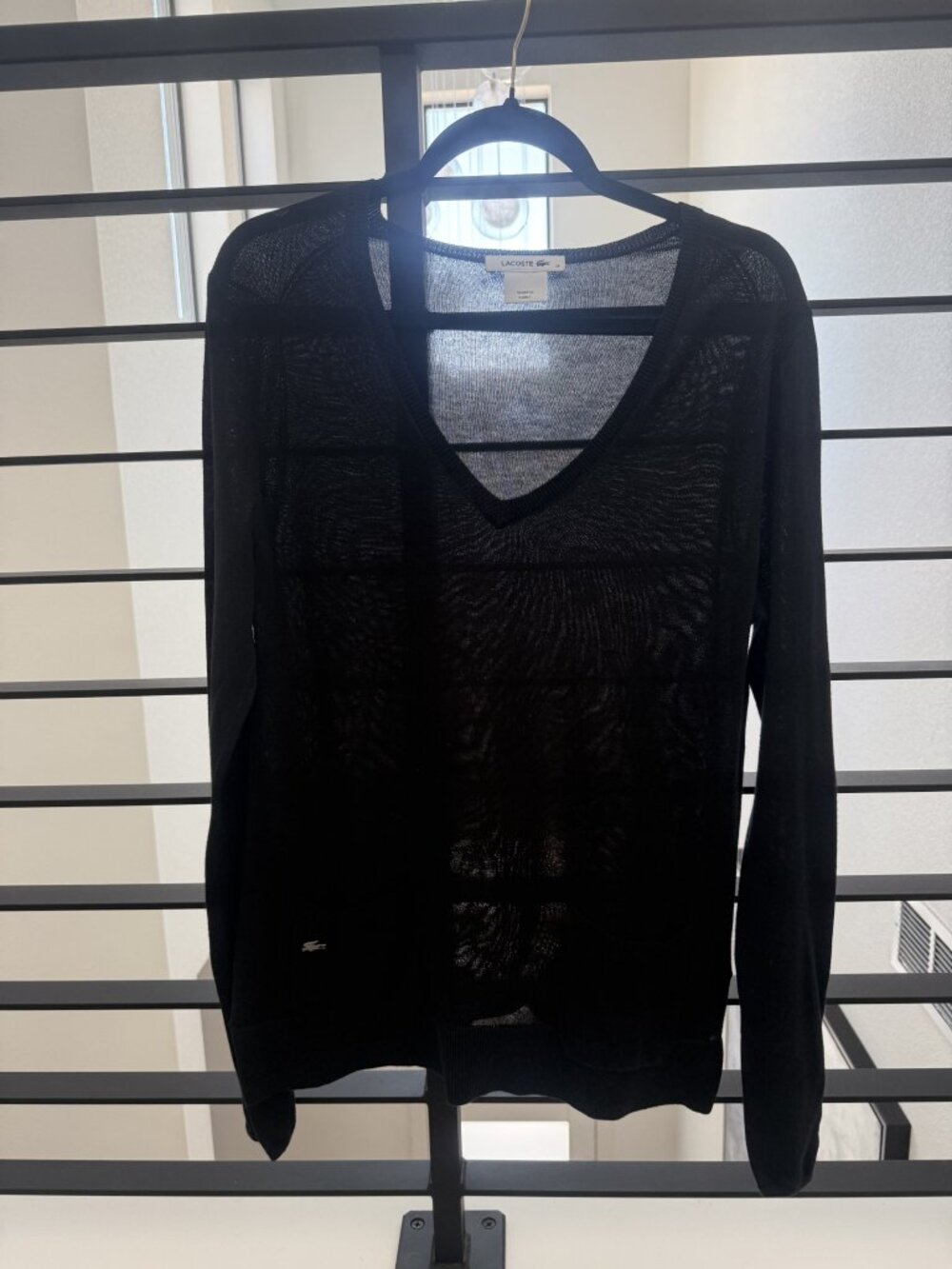 Lacoste Dark V Neck Long Sleeve Pocket Sweater Size 38